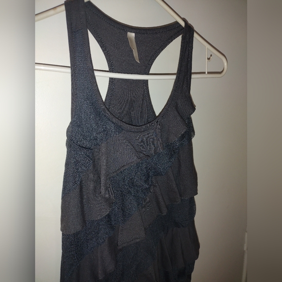 Grey Ruffle Front Tank Top - Picture 2 of 5
